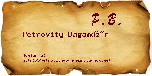 Petrovity Bagamér névjegykártya